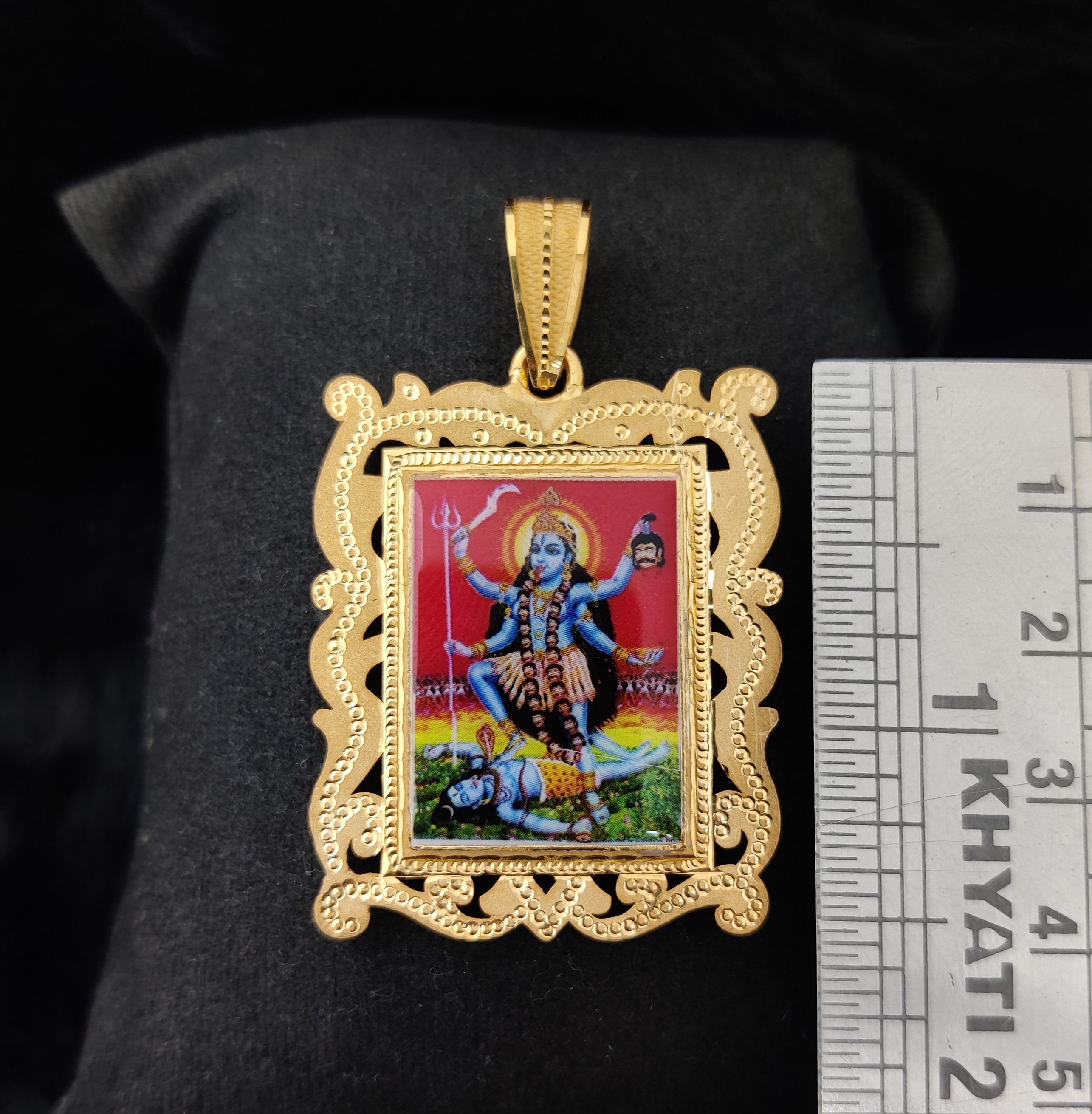 916 Gold Mahakali Maa Photo Mina Pendant-43