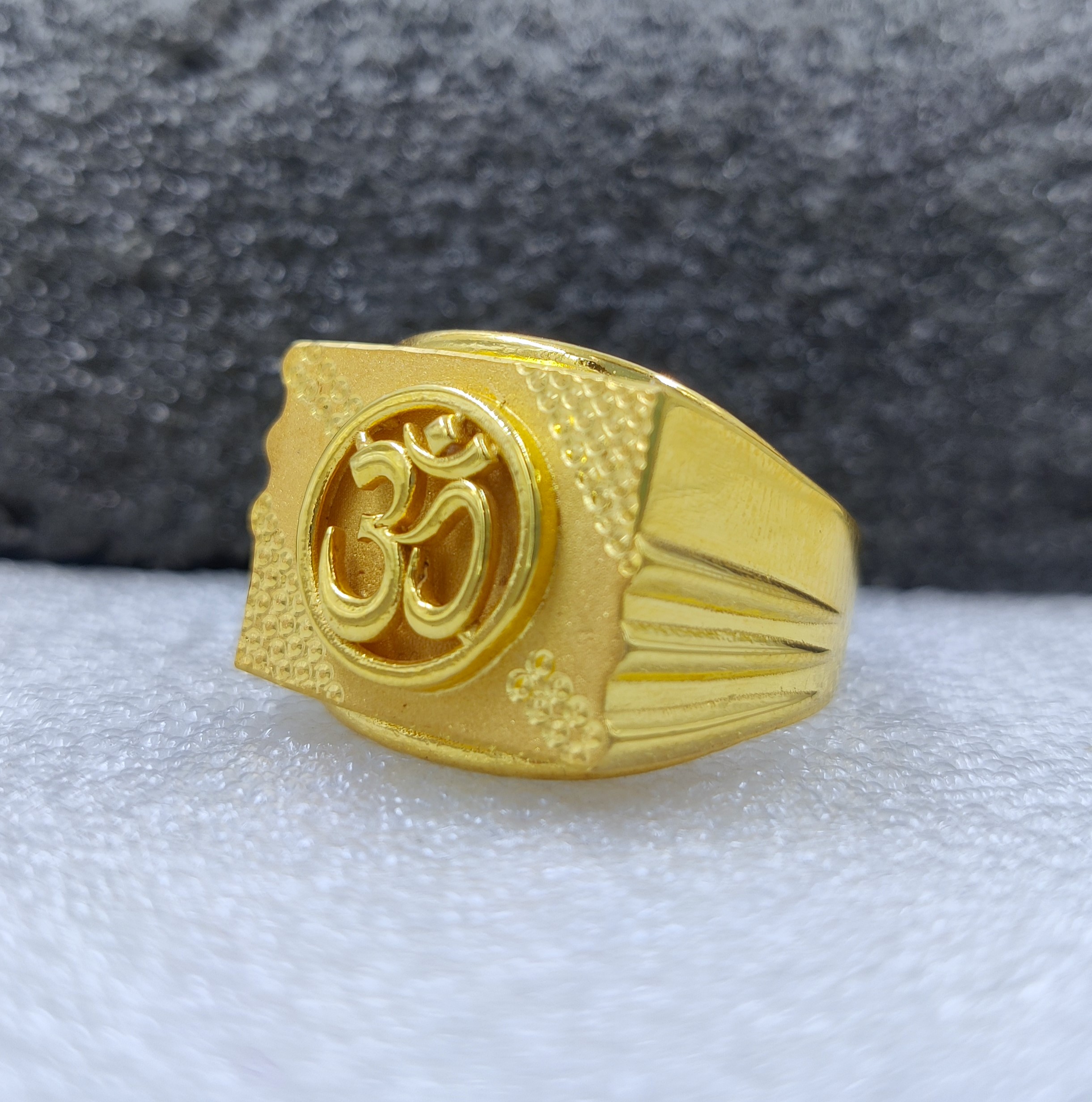916 Gold Fancy Om Ring-6