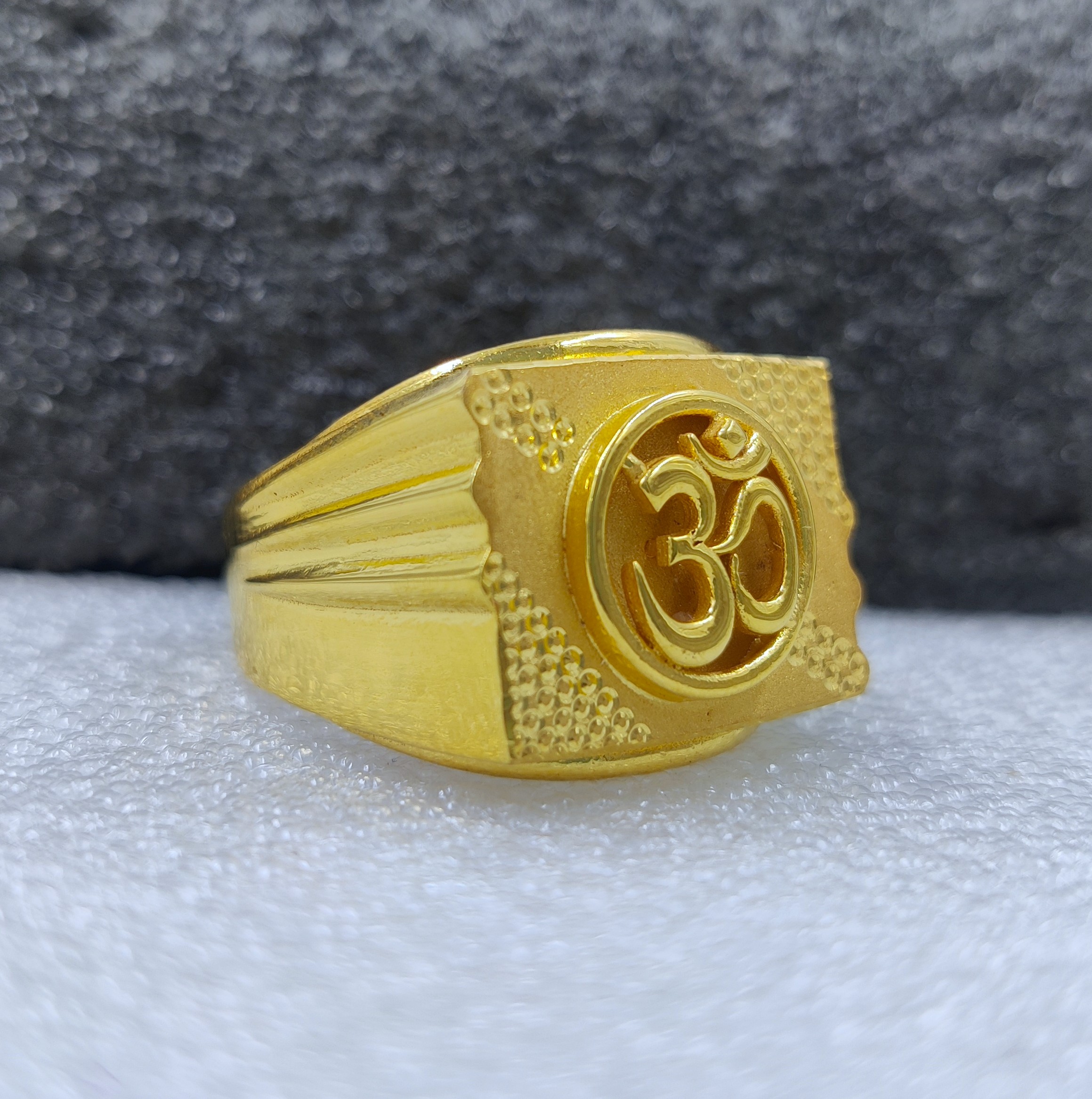 916 Gold Fancy Om Ring-6