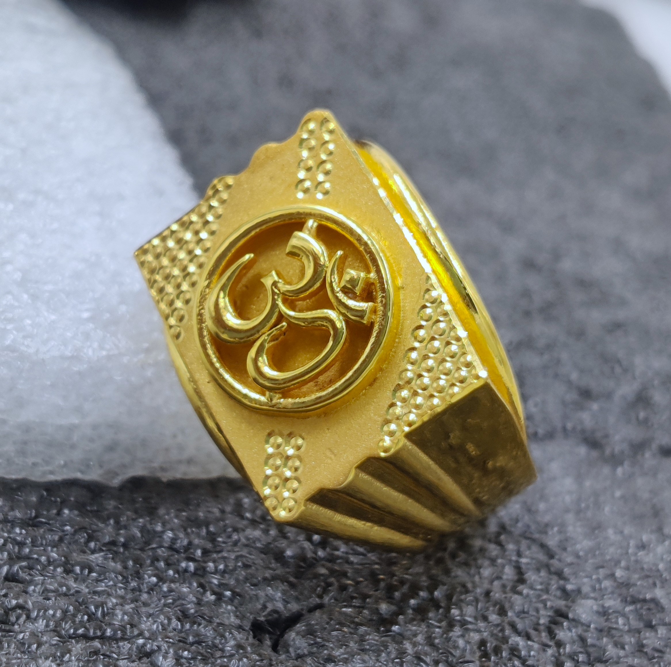 916 Gold Fancy Om Ring-6