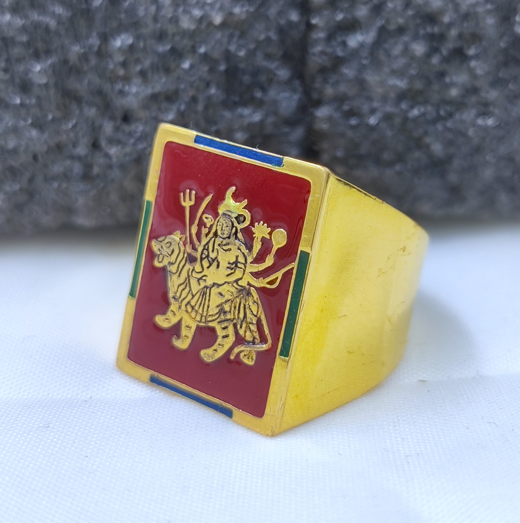 916 Gold Fancy Ambaji Maa Minakari Ring-43