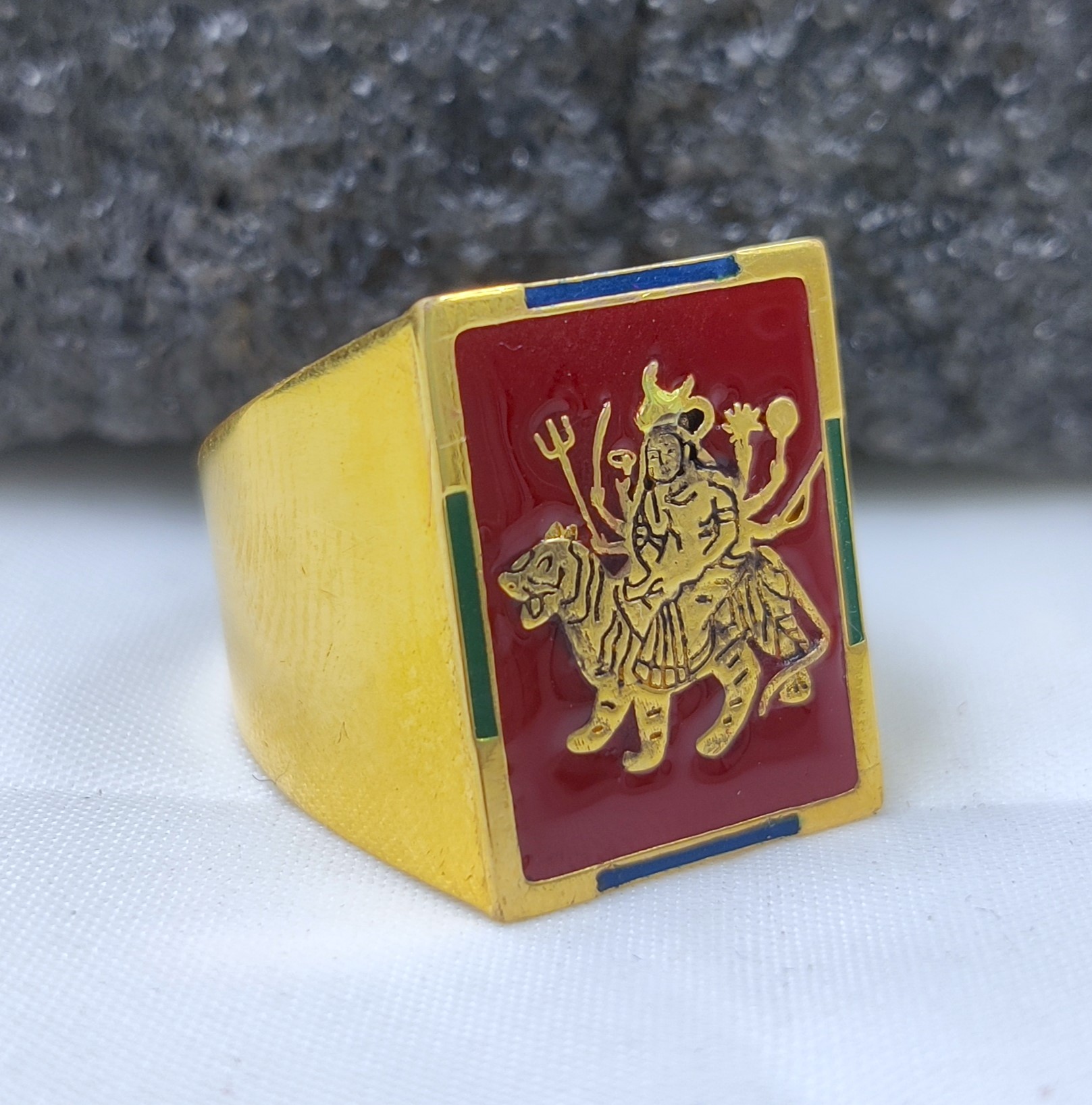 916 Gold Fancy Ambaji Maa Minakari Ring-43