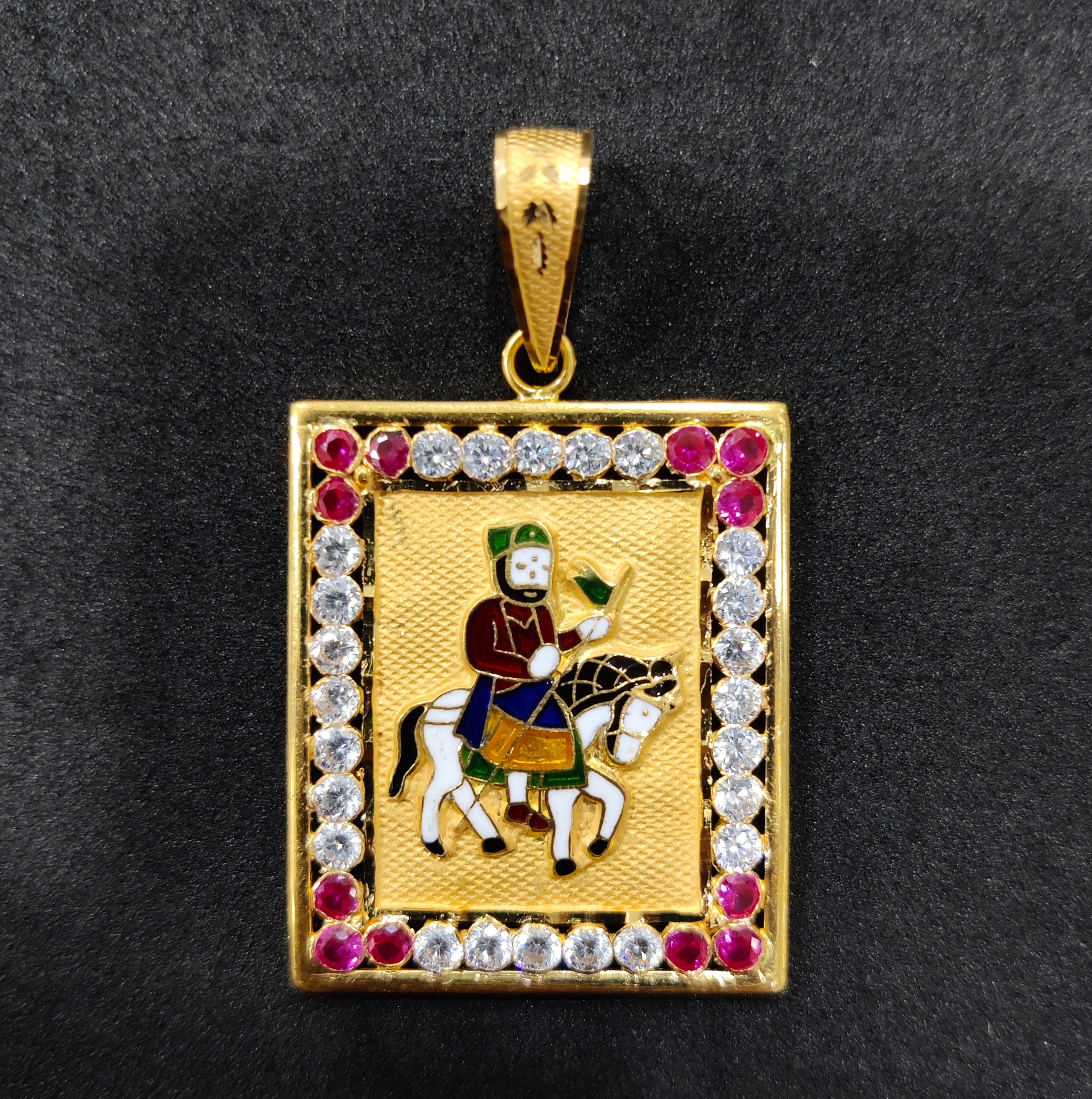 916 Gold Fancy Ramdev Pir Photo Mina Pendant-10
