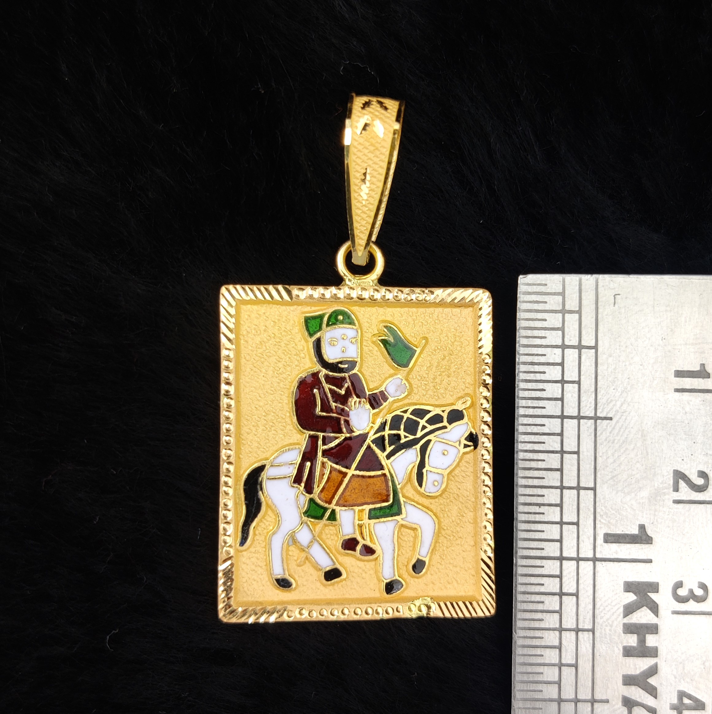 916 Gold Ramdev Pir Minakari Pendant-23