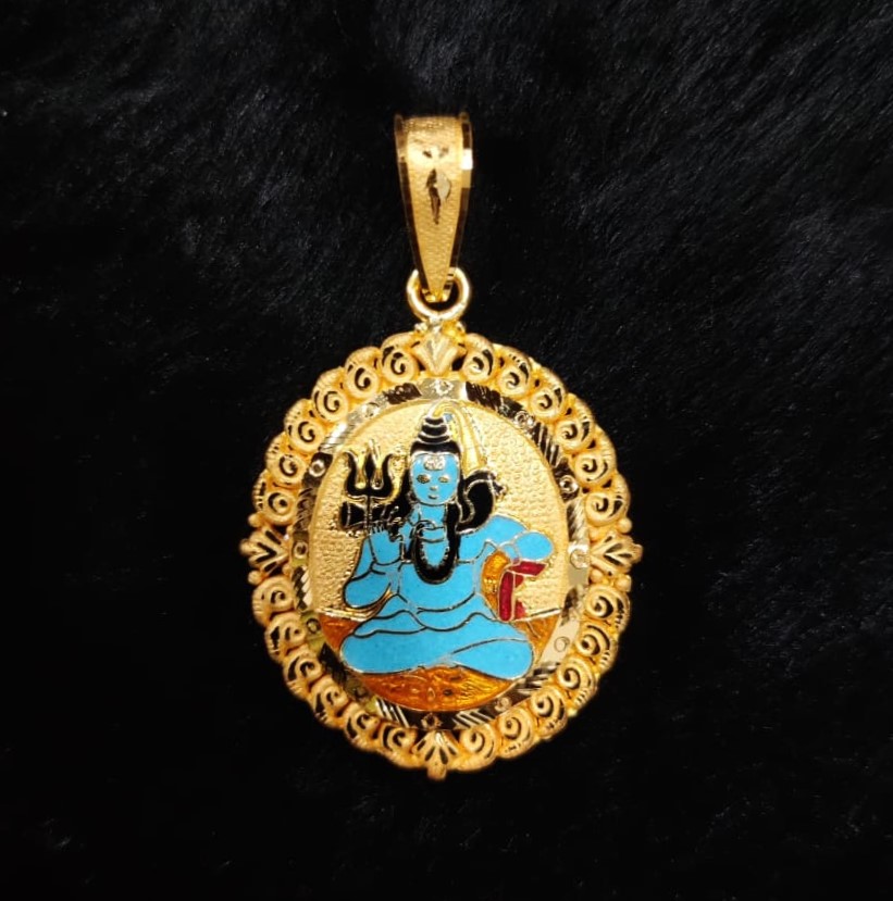 916 Gold Shankar Bhagavan Minakari Pendant