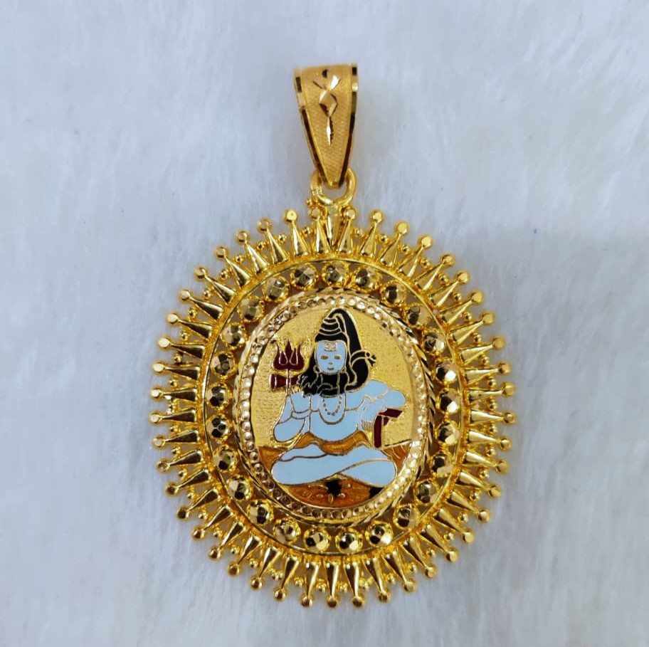 916 Gold Shankar Bhagavan Minakari Pendant