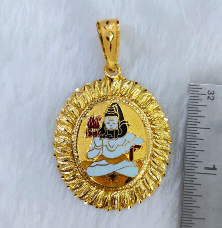916 Gold Shankar Bhagavan Minakari Pendant