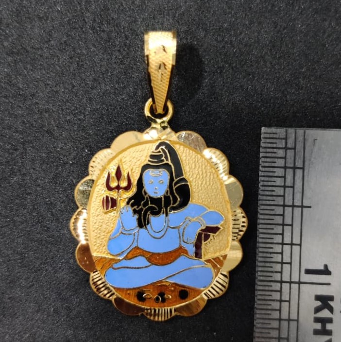 916 Gold Shankar Bhagavan Minakari Pendant