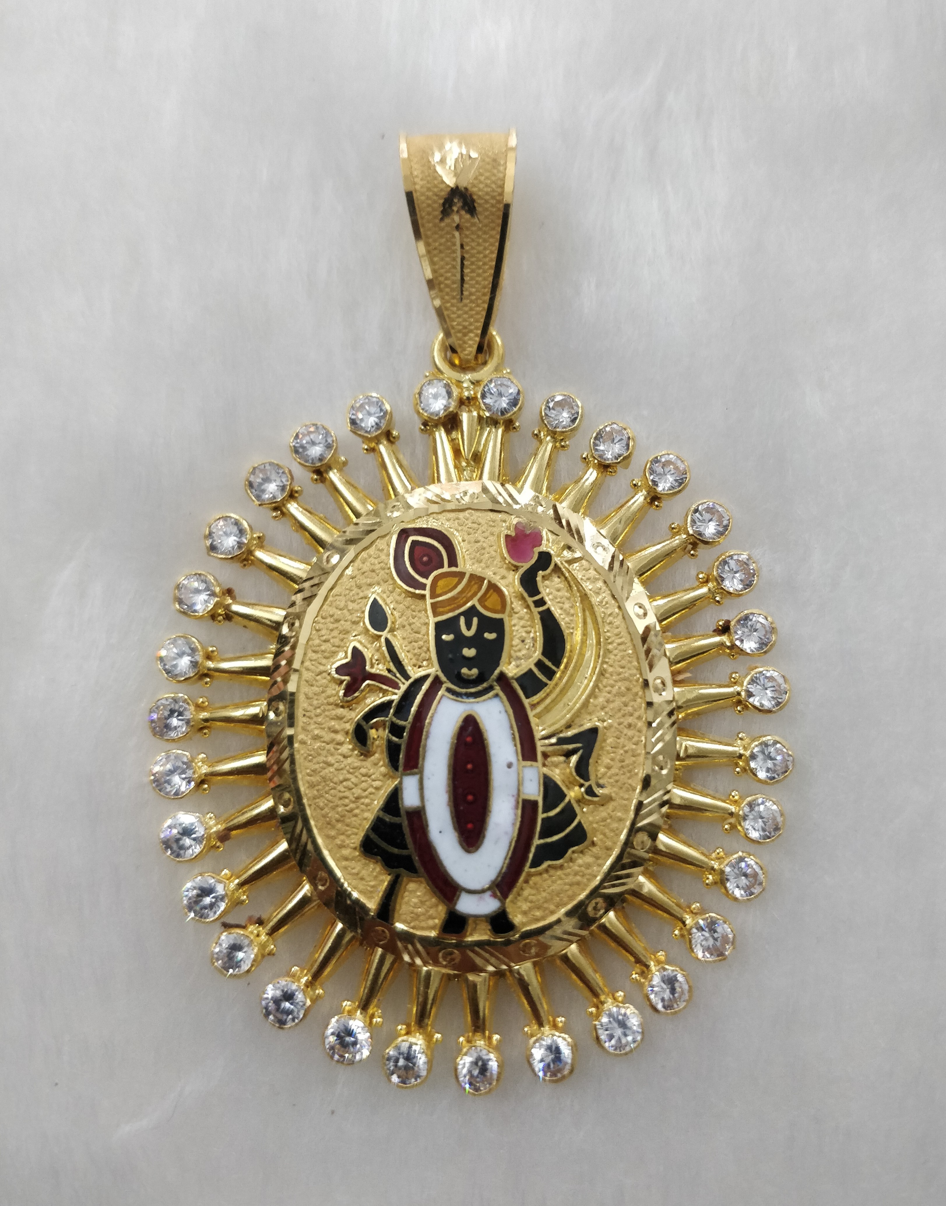 916 Gold Fancy Shreenathji Minakari Pendant
