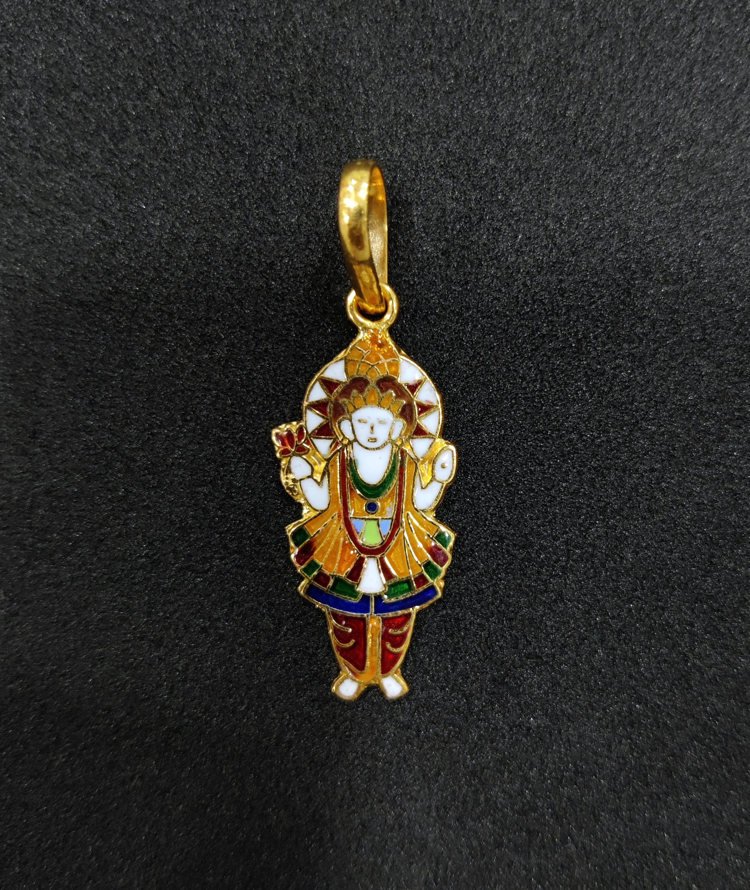 916 Gold Swaminarayan Bhagavan Minakari Pendant