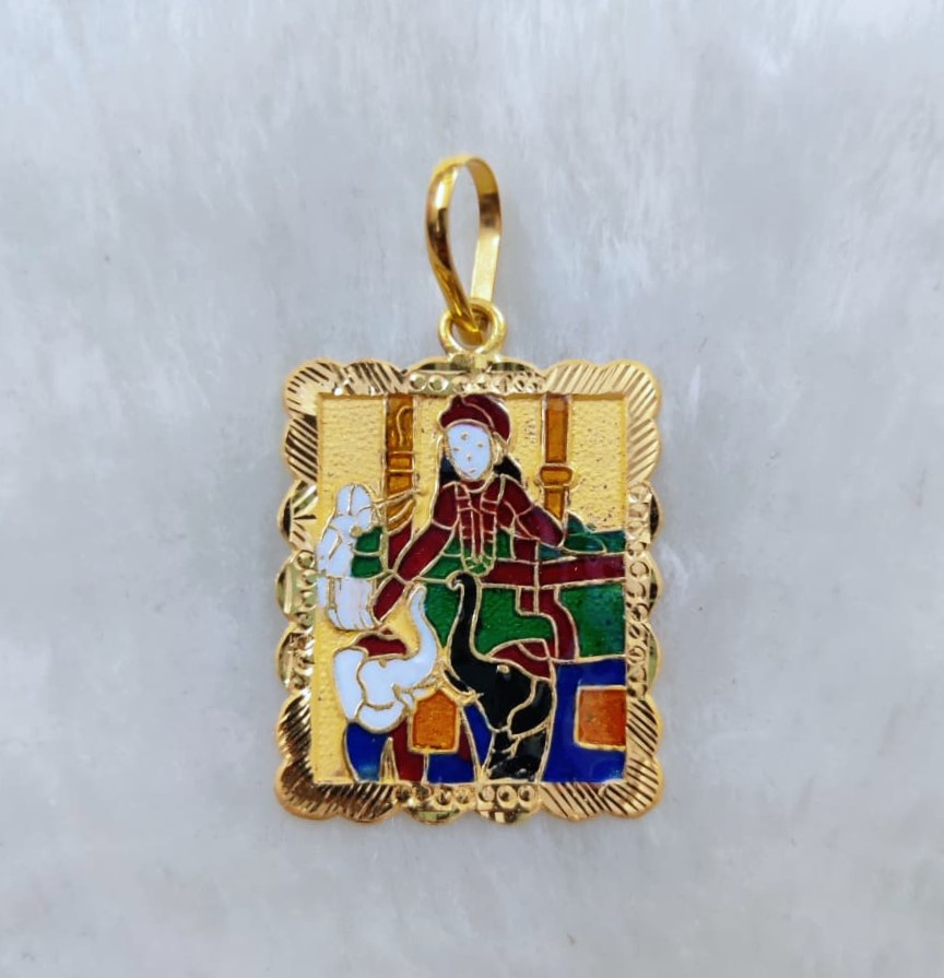 916 Gold Shakti Maa Minakari Pendant