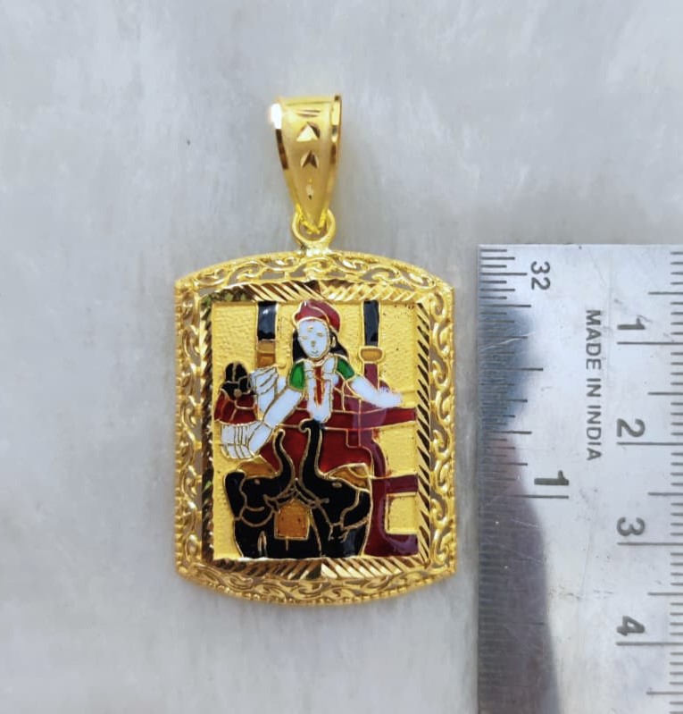 916 Gold Shakti Maa Minakari Pendant