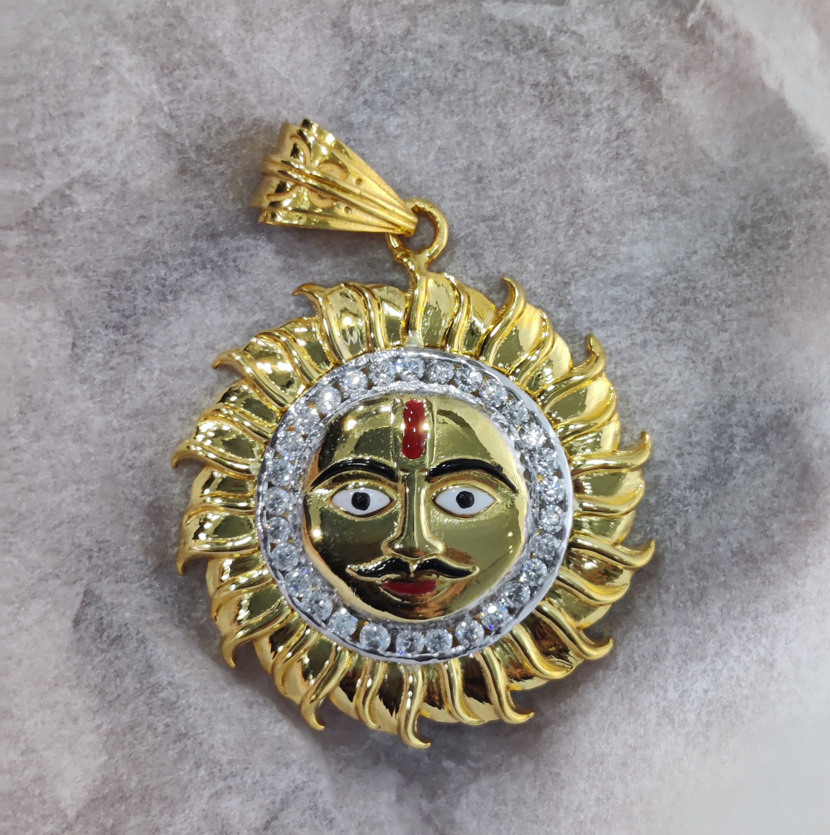 916 Gold Fancy Surya Pendant