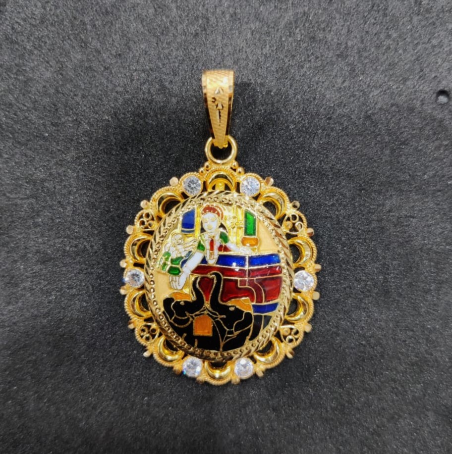 916 Gold Fancy Shakti Maa Minakari Pendnat