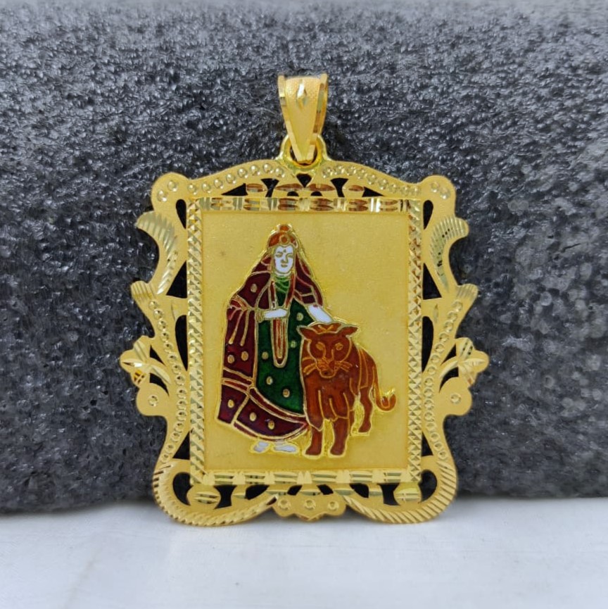 916 Gold Shakti Maa Minakari Pendant