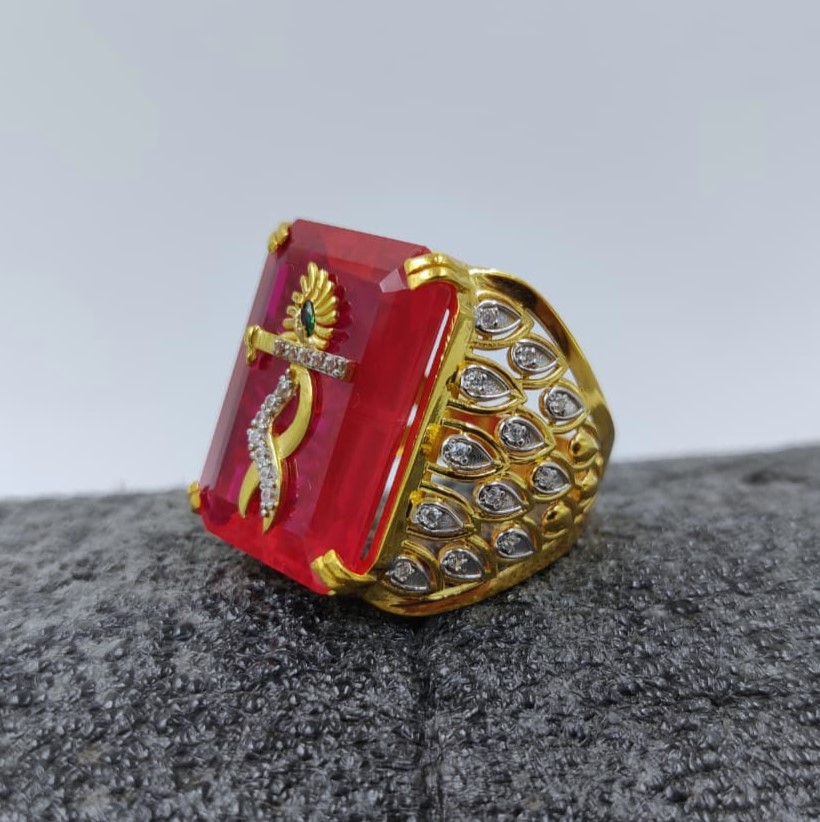 916 Gold Fancy Single Stone Ring