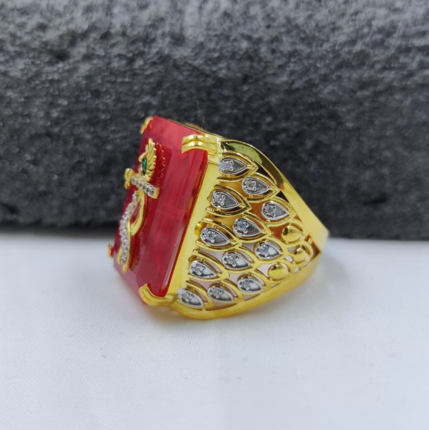 916 Gold Fancy Single Stone Ring