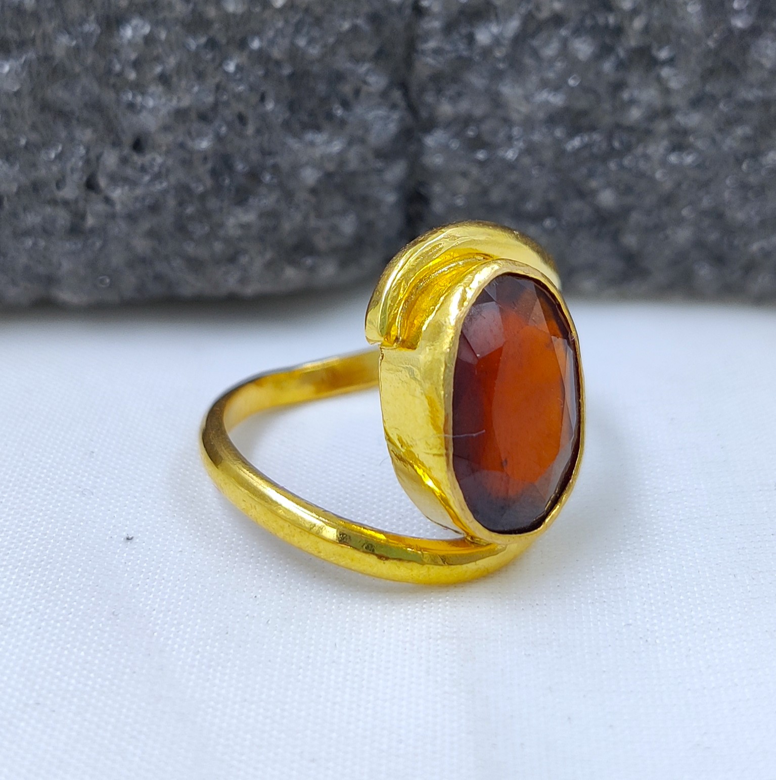 916 Gold Singal Stone Ring-23
