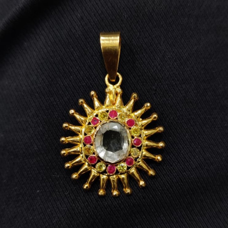 916 Gold Hand Made Singal Stone Pendant