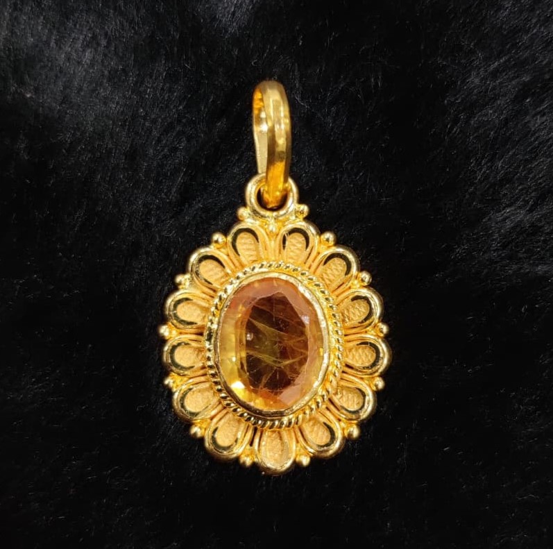 916 Gold Handmade Singal Stone Pendant