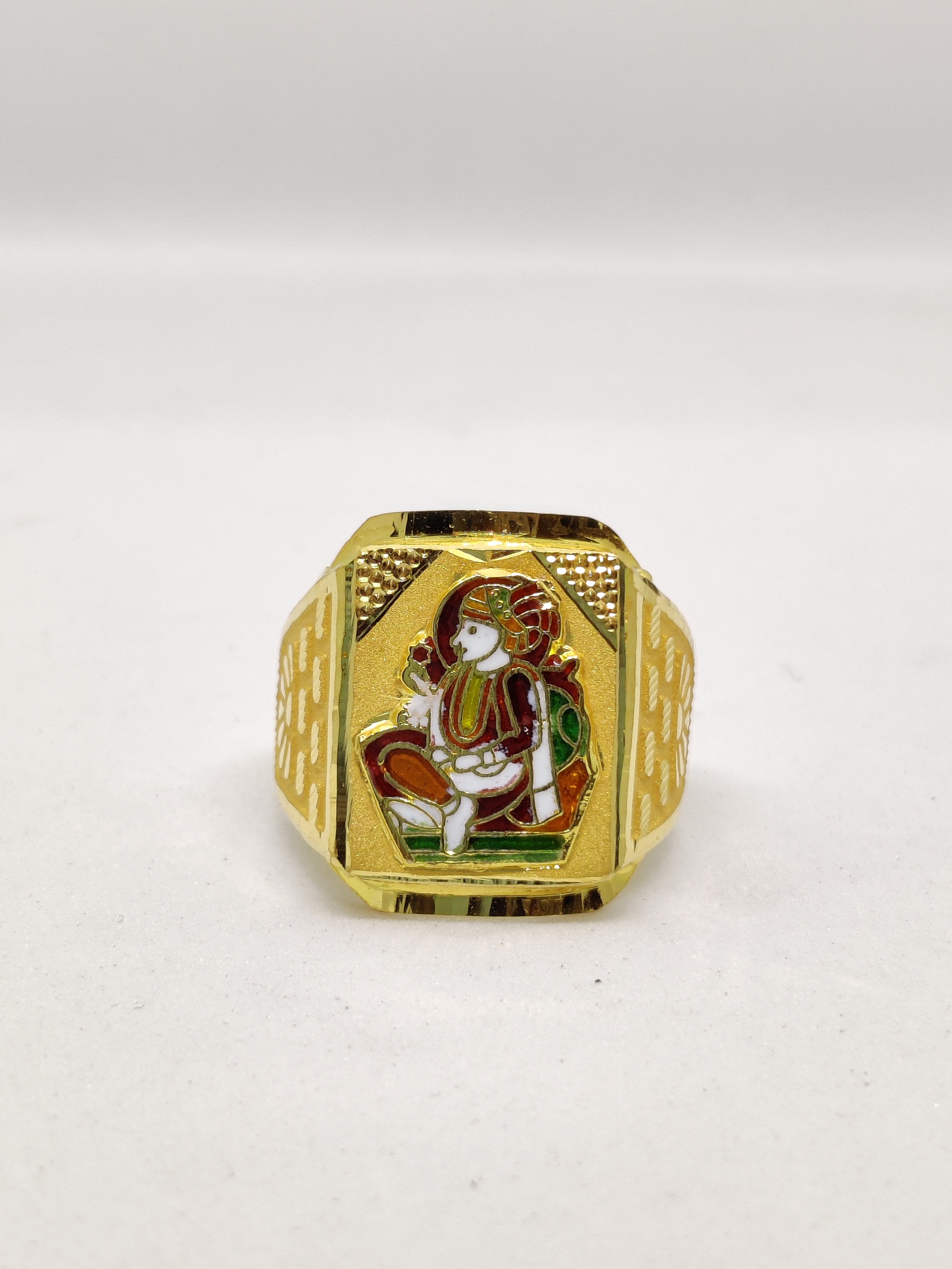 916 gold fancy gent's sahajanand swami ring