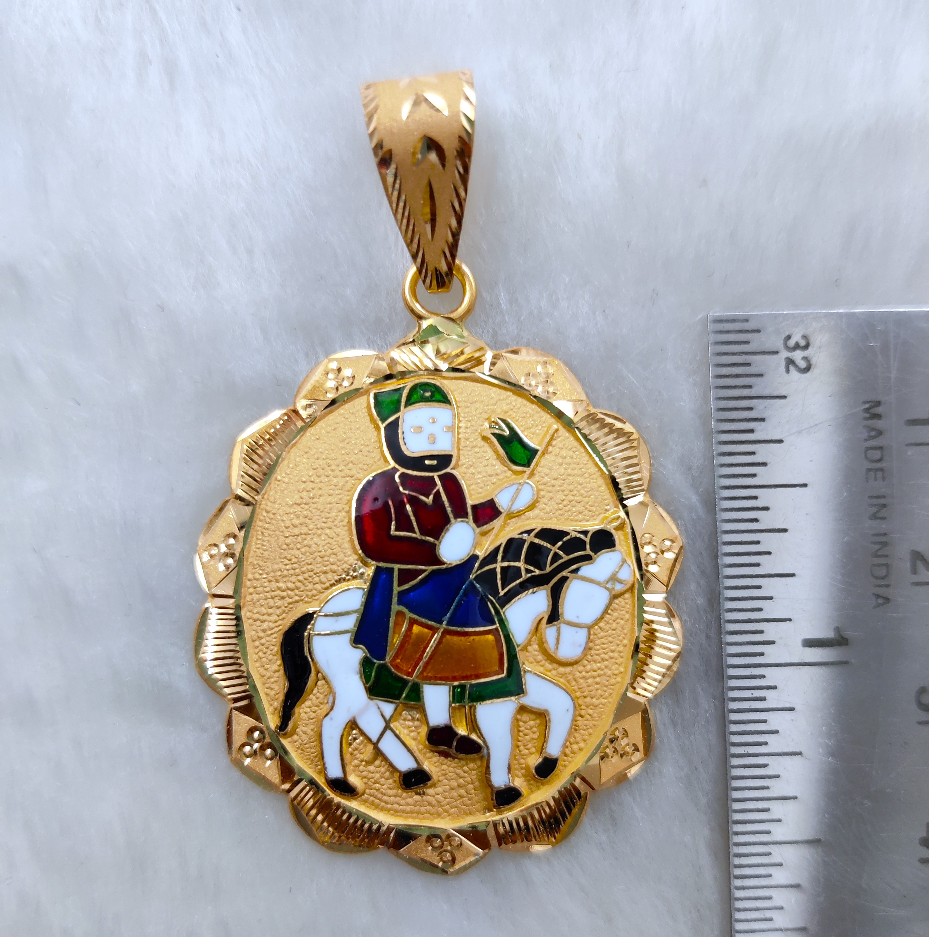 916 Gold Fancy Gent's Ramdev Pir Pendant